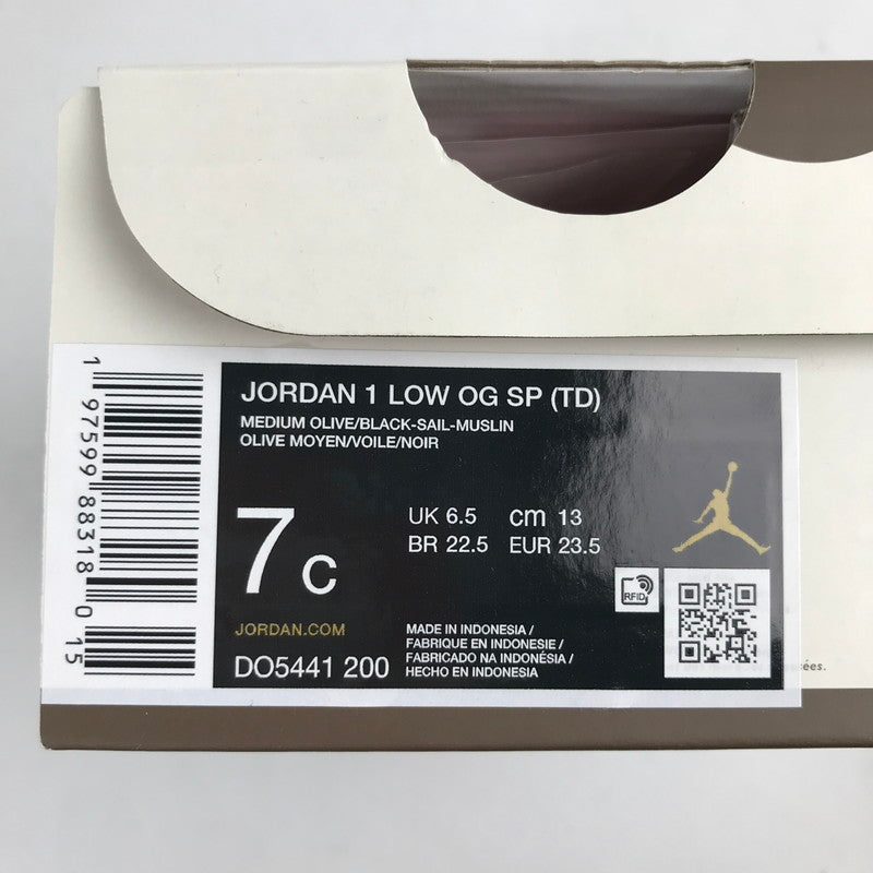 【中古美品】【キッズ】 TRAVIS SCOTT×NIKE トラヴィススコット ナイキ DO5441-200 PS AIR JORDAN 1 LOW OG SP "REVERSE OLIVE" KHAKI.WHITE/SIZE:13.0cm/シューレース.黒タグ.箱有 173-260913-io-01-fuzh 万代Net店
