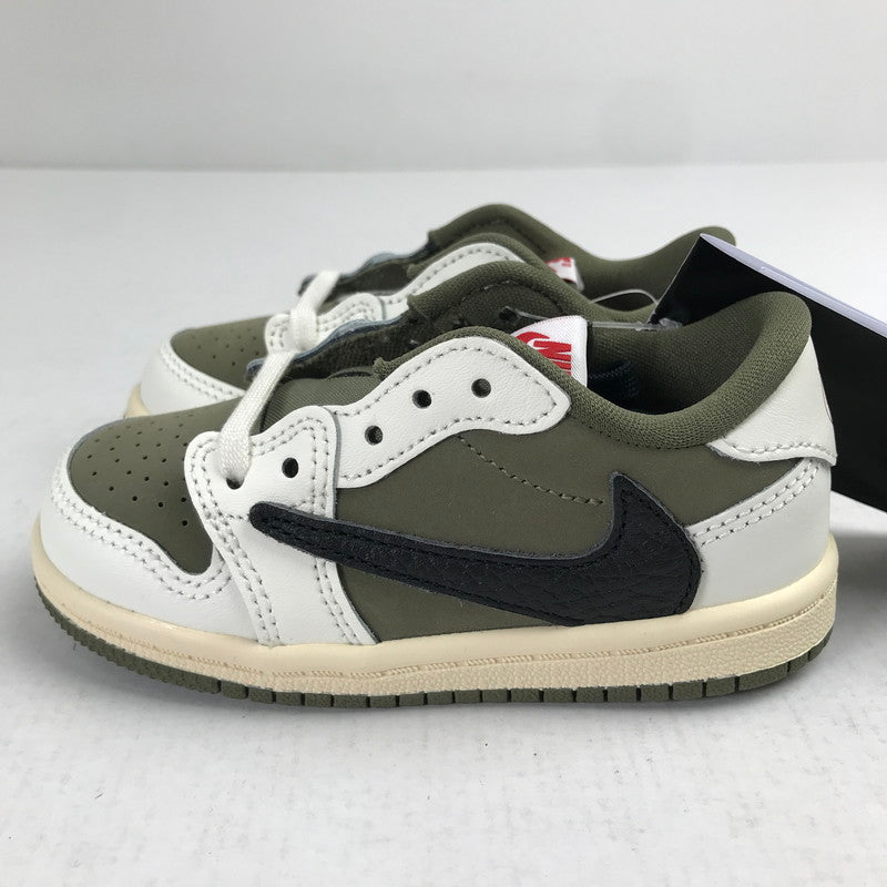 【中古美品】【キッズ】 TRAVIS SCOTT×NIKE トラヴィススコット ナイキ DO5441-200 PS AIR JORDAN 1 LOW OG SP "REVERSE OLIVE" KHAKI.WHITE/SIZE:13.0cm/シューレース.黒タグ.箱有 173-260913-io-01-fuzh 万代Net店