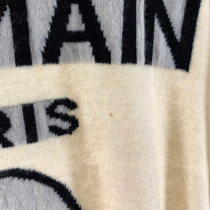 【中古品】【メンズ】 BALMAIN バルマン LOGO KNIT ロゴ ニット セーター トップス 長袖 古着 141-260607-mh-28-fuz サイズ：XS カラー：ホワイト レッド 万代Net店