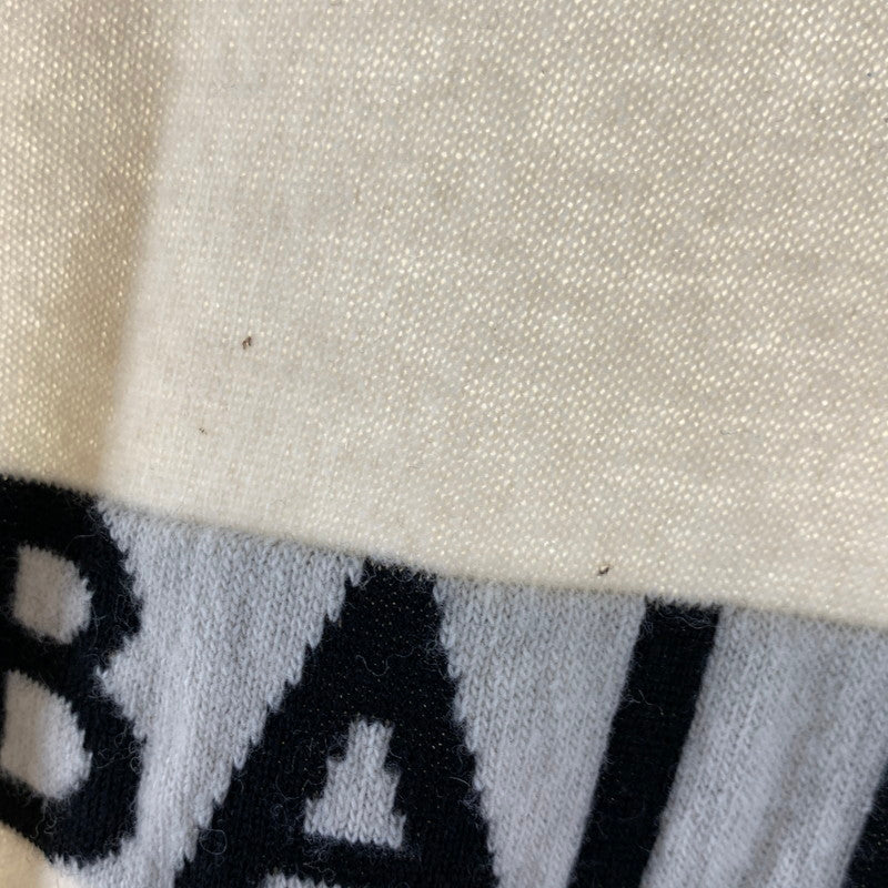 【中古品】【メンズ】 BALMAIN バルマン LOGO KNIT ロゴ ニット セーター トップス 長袖 古着 141-260607-mh-28-fuz サイズ：XS カラー：ホワイト レッド 万代Net店