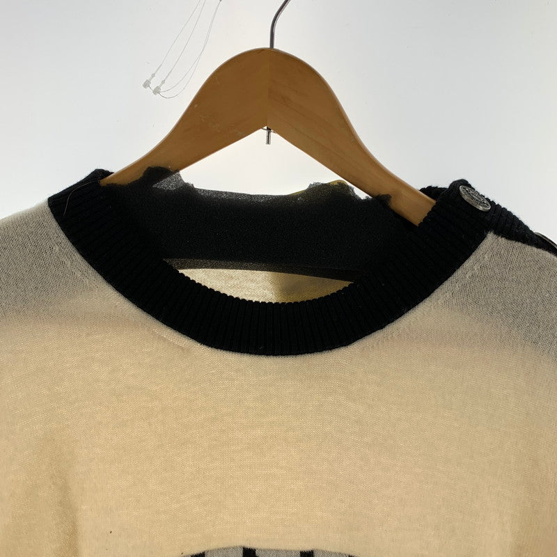 【中古品】【メンズ】 BALMAIN バルマン LOGO KNIT ロゴ ニット セーター トップス 長袖 古着 141-260607-mh-28-fuz サイズ：XS カラー：ホワイト レッド 万代Net店