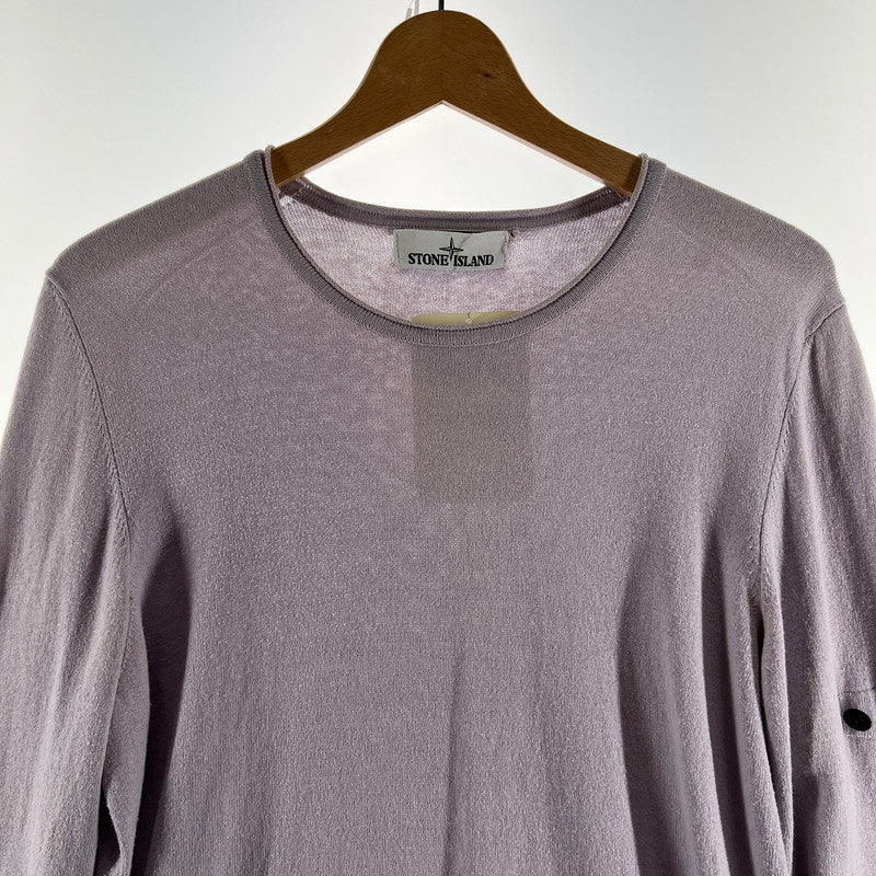 【中古品】【メンズ】 STONE ISLAND ストーンアイランド 6815569B9 CREW NECK KNIT クルーネック ニット 長袖 Tシャツ トップス 古着 141-260603-mh-07-fuz サイズ：S カラー：パープル 万代Net店