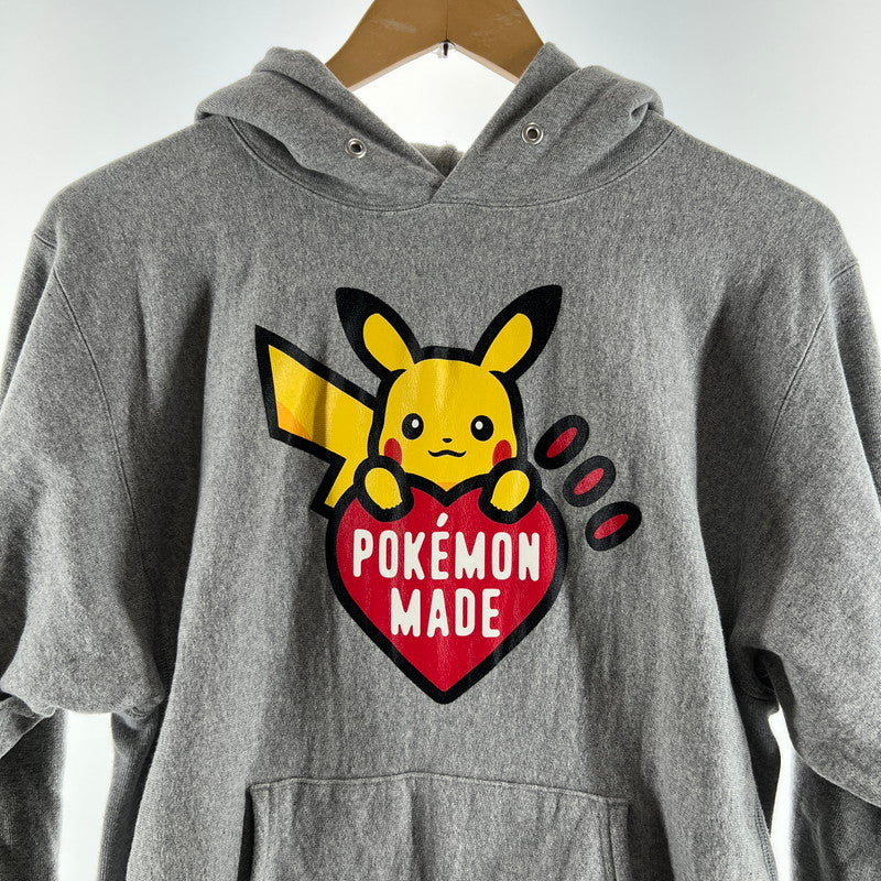 【中古品】【メンズ】 HUMAN MADE × POKEMON ヒューマンメイド ポケモン コラボ XX30CS006 HEAVY WEIGHT HOODIE ヘビーウェイト フーディ パーカー トップス 古着 141-260603-mh-04-fuz サイズ：M カラー：グレー 万代Net店