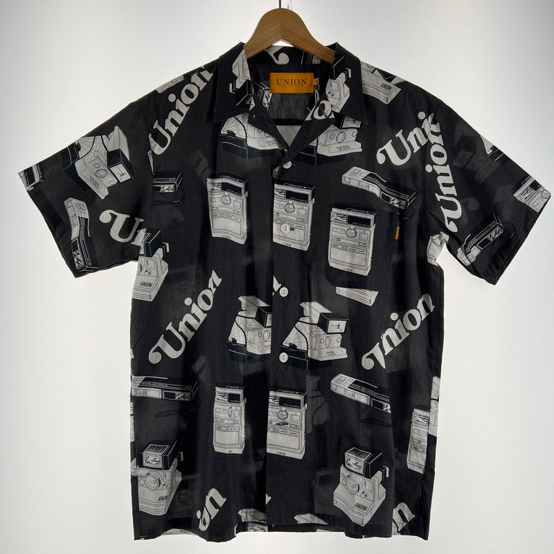 【中古美品】【メンズ】 UNION ユニオン SNAPSHOT WOVEN SHIRT 半袖 シャツ トップス 古着 142-260603-mh-02-fuz サイズ：03 カラー：ブラック 万代Net店