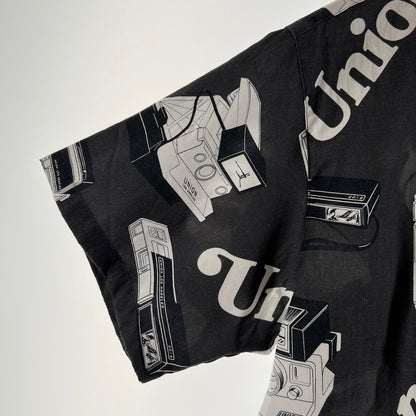 【中古美品】【メンズ】 UNION ユニオン SNAPSHOT WOVEN SHIRT 半袖 シャツ トップス 古着 142-260603-mh-02-fuz サイズ：03 カラー：ブラック 万代Net店