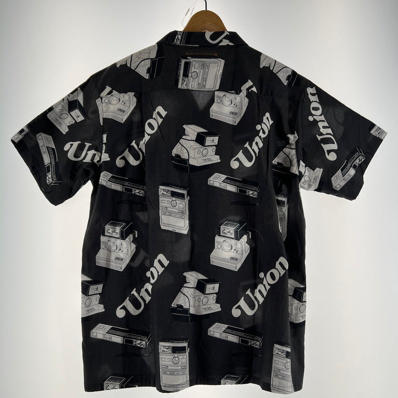 【中古美品】【メンズ】 UNION ユニオン SNAPSHOT WOVEN SHIRT 半袖 シャツ トップス 古着 142-260603-mh-02-fuz サイズ：03 カラー：ブラック 万代Net店