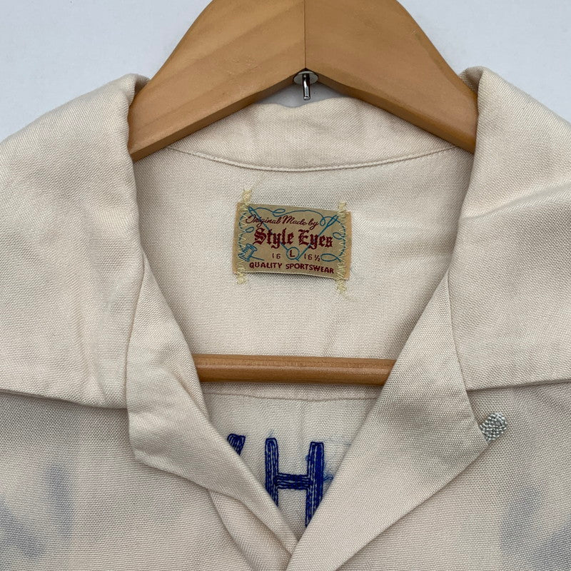 【中古品】【メンズ】 STYLE EYES スタイルアイズ 東洋エンタープライズ ボーリングシャツ 半袖シャツ ピエロ刺繍 ブランド 古着 145-260606-gm-37-fuz サイズ：L カラー：アイボリー 万代Net店