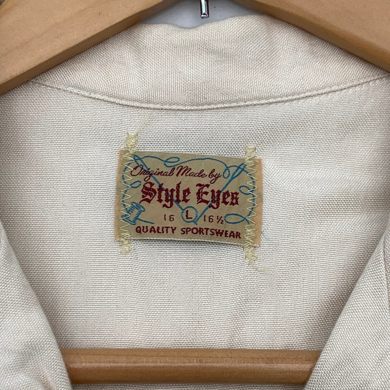 【中古品】【メンズ】 STYLE EYES スタイルアイズ 東洋エンタープライズ ボーリングシャツ 半袖シャツ ピエロ刺繍 ブランド 古着 145-260606-gm-37-fuz サイズ：L カラー：アイボリー 万代Net店