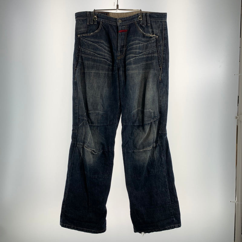【中古品】【メンズ】 MARITHE FRANCOIS GIRBAUD マリテ フランソワ ジルボー ボタンフライ 絞りデザイン デニム パンツ ジーンズ ボトムス 古着 156-260608-mh-13-fuzh サイズ：LL カラー：インディゴ 万代Net店
