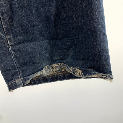 【中古品】【メンズ】 MARITHE FRANCOIS GIRBAUD マリテ フランソワ ジルボー ボタンフライ 絞りデザイン デニム パンツ ジーンズ ボトムス 古着 156-260608-mh-13-fuzh サイズ：LL カラー：インディゴ 万代Net店