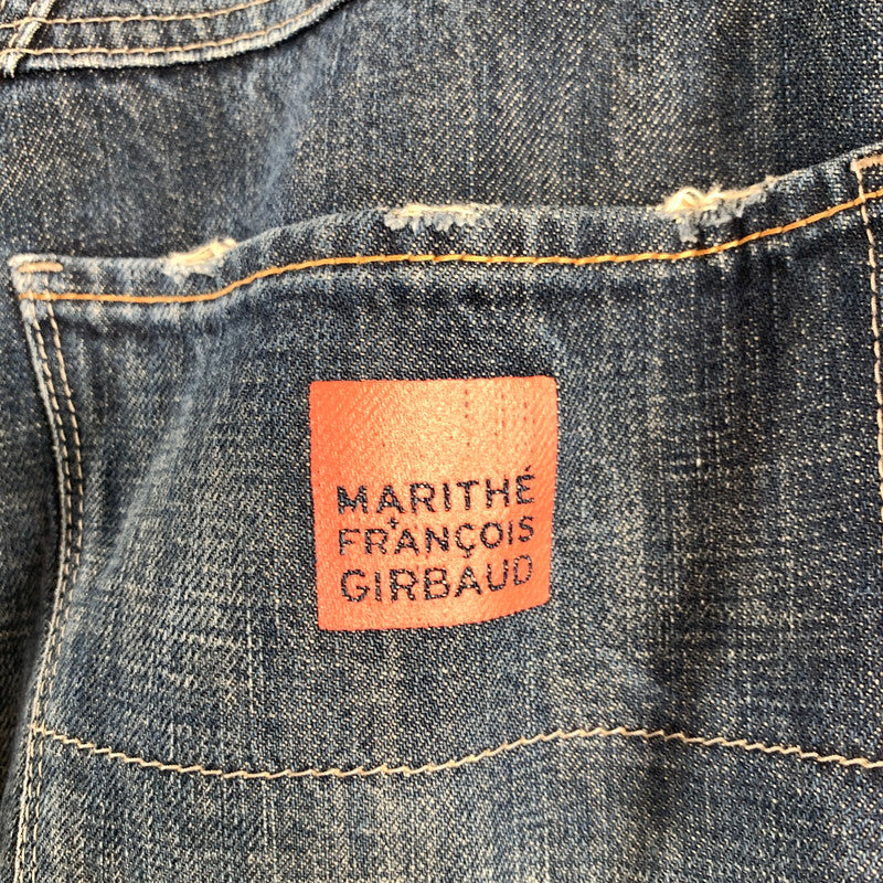 【中古品】【メンズ】 MARITHE FRANCOIS GIRBAUD マリテ フランソワ ジルボー ボタンフライ 絞りデザイン デニム パンツ ジーンズ ボトムス 古着 156-260608-mh-13-fuzh サイズ：LL カラー：インディゴ 万代Net店