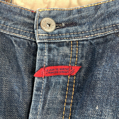 【中古品】【メンズ】 MARITHE FRANCOIS GIRBAUD マリテ フランソワ ジルボー ボタンフライ 絞りデザイン デニム パンツ ジーンズ ボトムス 古着 156-260608-mh-13-fuzh サイズ：LL カラー：インディゴ 万代Net店