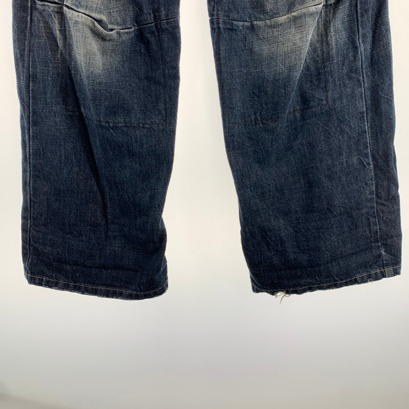 【中古品】【メンズ】 MARITHE FRANCOIS GIRBAUD マリテ フランソワ ジルボー ボタンフライ 絞りデザイン デニム パンツ ジーンズ ボトムス 古着 156-260608-mh-13-fuzh サイズ：LL カラー：インディゴ 万代Net店