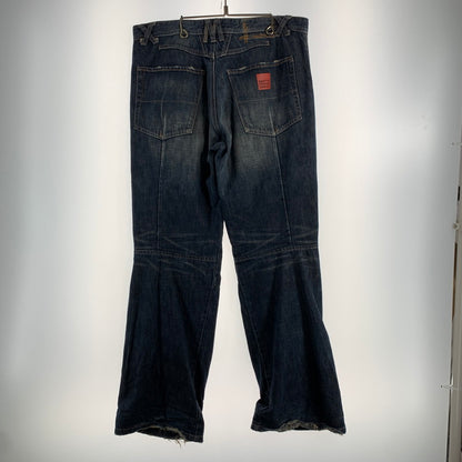 【中古品】【メンズ】 MARITHE FRANCOIS GIRBAUD マリテ フランソワ ジルボー ボタンフライ 絞りデザイン デニム パンツ ジーンズ ボトムス 古着 156-260608-mh-13-fuzh サイズ：LL カラー：インディゴ 万代Net店
