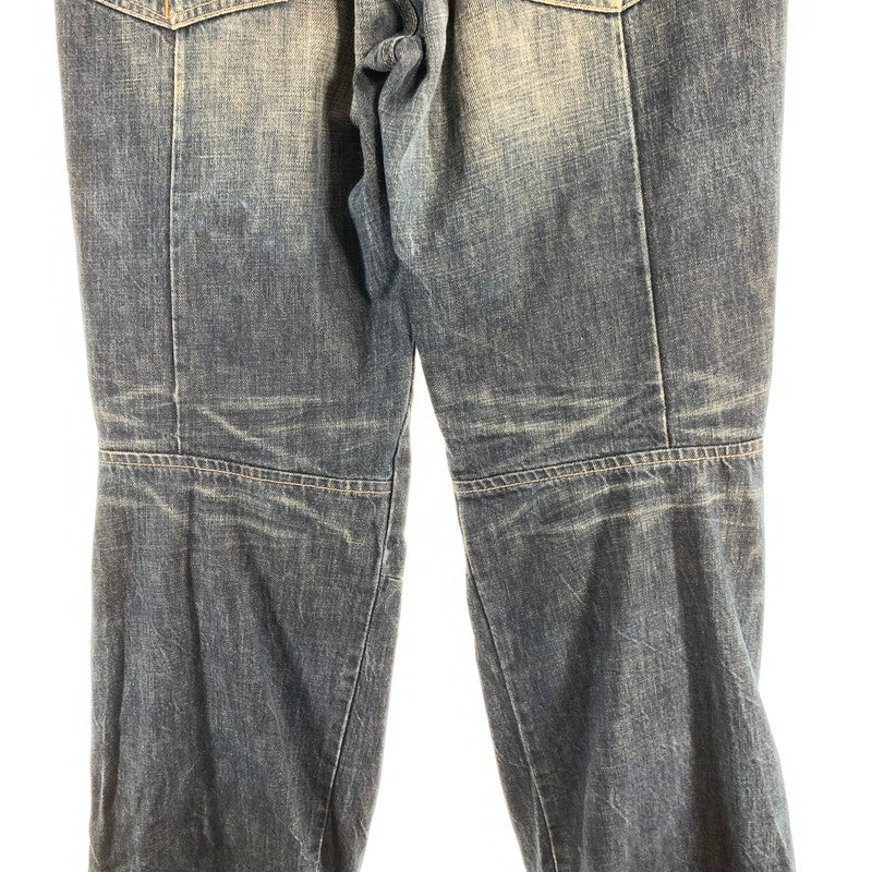 【中古品】【メンズ】 MARITHE FRANCOIS GIRBAUD マリテ フランソワ ジルボー ボタンフライ 絞りデザイン デニム パンツ ジーンズ ボトムス 古着 156-260608-mh-13-fuzh サイズ：LL カラー：インディゴ 万代Net店