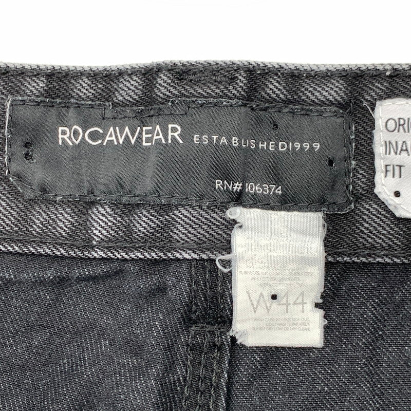 【中古品】【メンズ】 ROCAWEAR ロカウェア デニムパンツ ジーンズ ブランド 古着 ボトムス 153-260606-gm-03-fuz サイズ：W44 カラー：ブラック 万代Net店