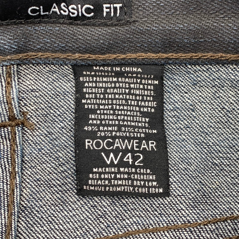 【中古品】【メンズ】 ROCAWEAR ロカウェア デニムパンツ ジーンズ ブランド 古着 ボトムス 153-260606-gm-02-fuz サイズ：W42 カラー：インディゴ ブラック 万代Net店