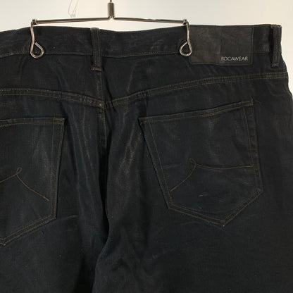【中古品】【メンズ】 ROCAWEAR ロカウェア デニムパンツ ジーンズ ブランド 古着 ボトムス 153-260606-gm-02-fuz サイズ：W42 カラー：インディゴ ブラック 万代Net店
