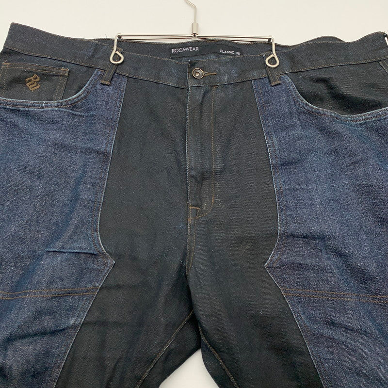 【中古品】【メンズ】 ROCAWEAR ロカウェア デニムパンツ ジーンズ ブランド 古着 ボトムス 153-260606-gm-02-fuz サイズ：W42 カラー：インディゴ ブラック 万代Net店