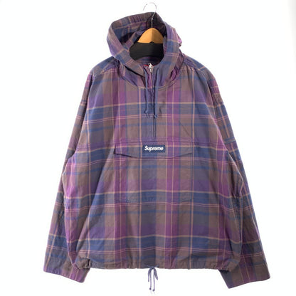 【中古品】【メンズ】 SUPREME COTTON UTILITY ANORAK PLAID シュプリーム ユーティリティアノラックジャケット ブルゾン アウター ブランド 古着 149-260606-gm-01-fuz サイズ：XXL カラー：パープル 総柄 万代Net店