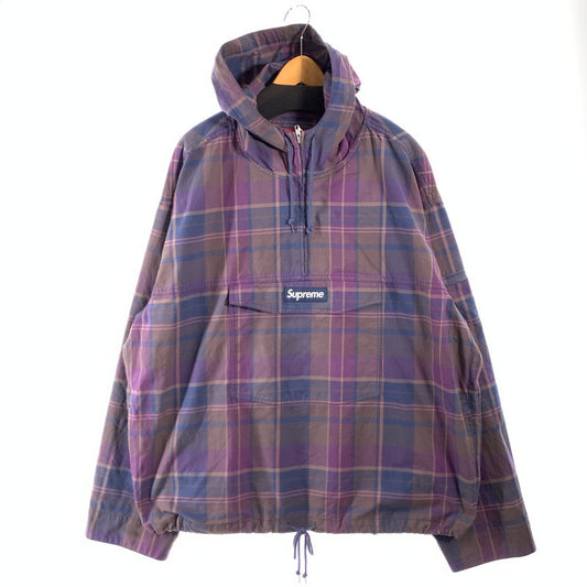 【中古品】【メンズ】 SUPREME COTTON UTILITY ANORAK PLAID シュプリーム ユーティリティアノラックジャケット ブルゾン アウター ブランド 古着 149-260606-gm-01-fuz サイズ：XXL カラー：パープル 総柄 万代Net店