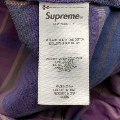 【中古品】【メンズ】 SUPREME COTTON UTILITY ANORAK PLAID シュプリーム ユーティリティアノラックジャケット ブルゾン アウター ブランド 古着 149-260606-gm-01-fuz サイズ：XXL カラー：パープル 総柄 万代Net店