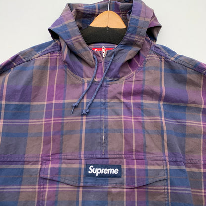 【中古品】【メンズ】 SUPREME COTTON UTILITY ANORAK PLAID シュプリーム ユーティリティアノラックジャケット ブルゾン アウター ブランド 古着 149-260606-gm-01-fuz サイズ：XXL カラー：パープル 総柄 万代Net店