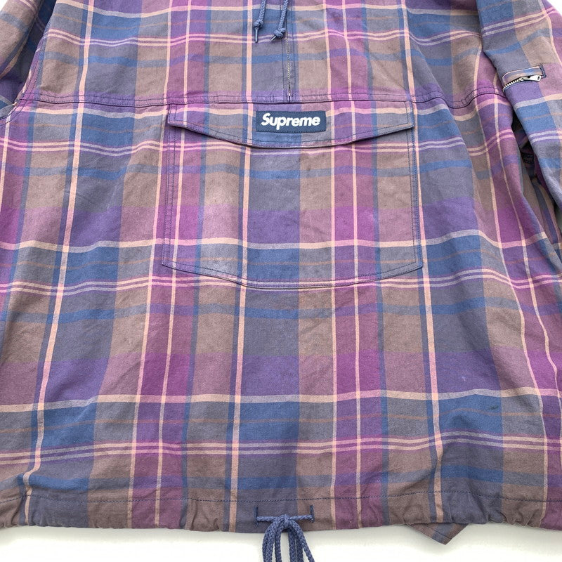 【中古品】【メンズ】 SUPREME COTTON UTILITY ANORAK PLAID シュプリーム ユーティリティアノラックジャケット ブルゾン アウター ブランド 古着 149-260606-gm-01-fuz サイズ：XXL カラー：パープル 総柄 万代Net店
