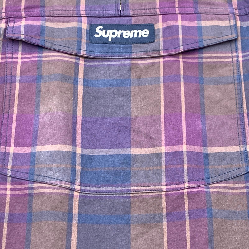【中古品】【メンズ】 SUPREME COTTON UTILITY ANORAK PLAID シュプリーム ユーティリティアノラックジャケット ブルゾン アウター ブランド 古着 149-260606-gm-01-fuz サイズ：XXL カラー：パープル 総柄 万代Net店