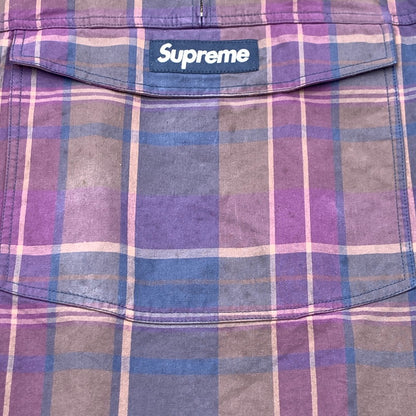 【中古品】【メンズ】 SUPREME COTTON UTILITY ANORAK PLAID シュプリーム ユーティリティアノラックジャケット ブルゾン アウター ブランド 古着 149-260606-gm-01-fuz サイズ：XXL カラー：パープル 総柄 万代Net店