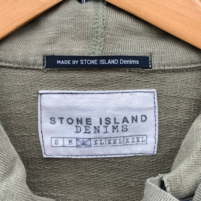 【中古品】【メンズ】 STONE ISLAND DENIMS ZIP PARKA ストーンアイランド ジップアップ デニム パーカー ブランド 古着 141-260606-gm-09-fuz サイズ：L カラー：カーキ 万代Net店