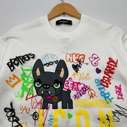 【中古品】【メンズ】 DSQUARED2 CREWNECK SWEATSHIRT ディースクエアード クルーネック スウェット ブランド 古着 170-260606-gm-08-fuz サイズ：XS カラー：ホワイト 万代Net店