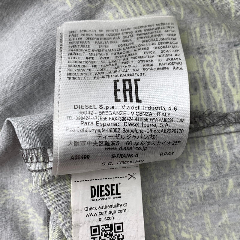 【中古品】【メンズ】 DIESEL ディーゼル 半袖Tシャツ カットソー ブランド 古着 141-260606-gm-12-fuz サイズ：48 カラー：グレー 総柄 万代Net店