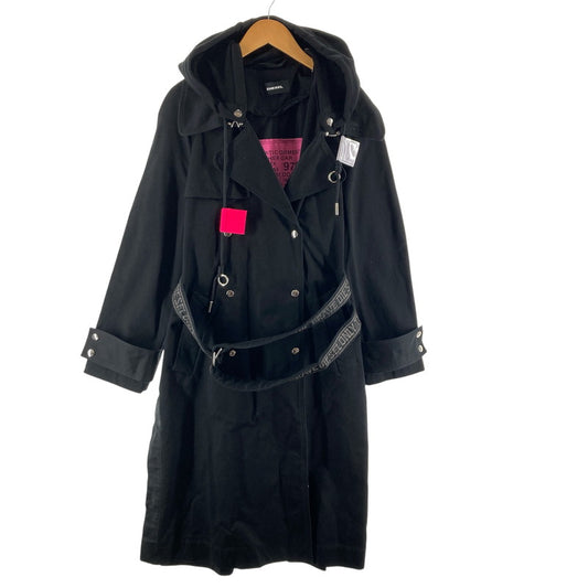 【中古品】【レディース】 DIESEL ディーゼル G-ACIR-B OVERCOAT フード付き トレンチコート カラー ブラック SIZE:XS 169-260617-ky-01-fuzh 万代Net店