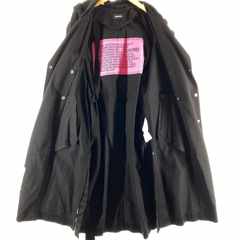 【中古品】【レディース】 DIESEL ディーゼル G-ACIR-B OVERCOAT フード付き トレンチコート カラー ブラック SIZE:XS 169-260617-ky-01-fuzh 万代Net店