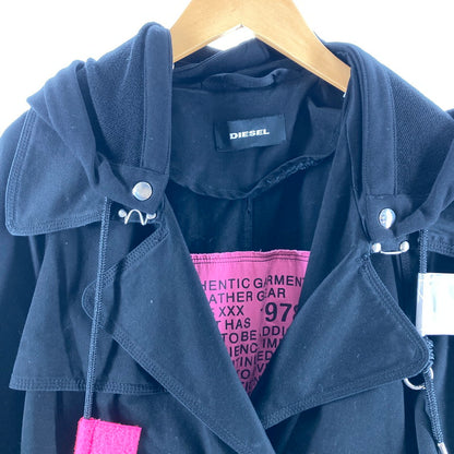 【中古品】【レディース】 DIESEL ディーゼル G-ACIR-B OVERCOAT フード付き トレンチコート カラー ブラック SIZE:XS 169-260617-ky-01-fuzh 万代Net店