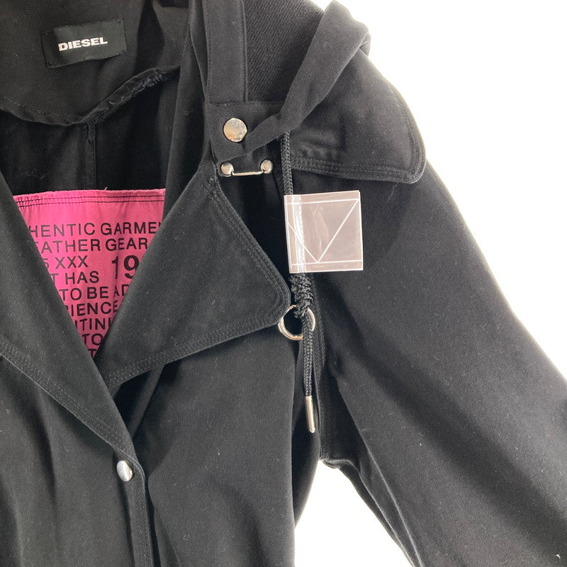 【中古品】【レディース】 DIESEL ディーゼル G-ACIR-B OVERCOAT フード付き トレンチコート カラー ブラック SIZE:XS 169-260617-ky-01-fuzh 万代Net店