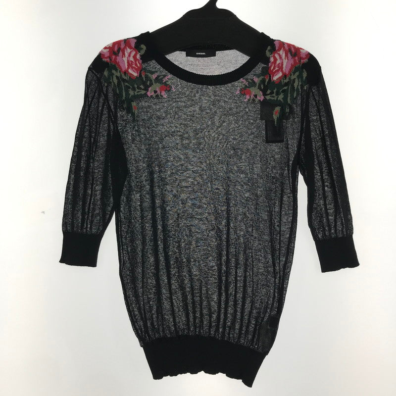 【中古品】【レディース】 DIESEL ディーゼル ニット BLACK 薔薇 7分丈 SIZE:S タグ付 170-260917-io-10-fuzh カラー：ブラック 万代Net店
