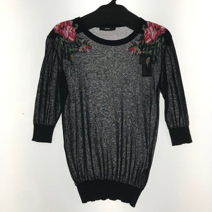 【中古品】【レディース】 DIESEL ディーゼル ニット BLACK 薔薇 7分丈 SIZE:S タグ付 170-260917-io-10-fuzh カラー：ブラック 万代Net店