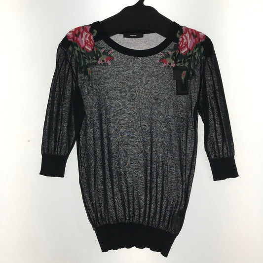 【中古品】【レディース】 DIESEL ディーゼル ニット BLACK 薔薇 7分丈 SIZE:S タグ付 170-260917-io-10-fuzh カラー：ブラック 万代Net店