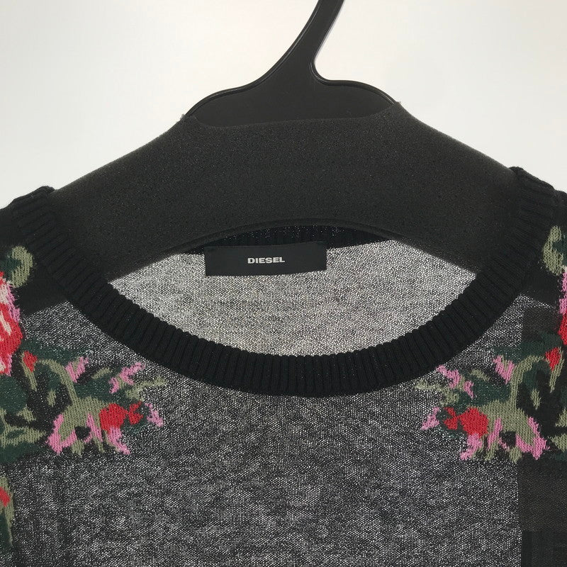 【中古品】【レディース】 DIESEL ディーゼル ニット BLACK 薔薇 7分丈 SIZE:S タグ付 170-260917-io-10-fuzh カラー：ブラック 万代Net店