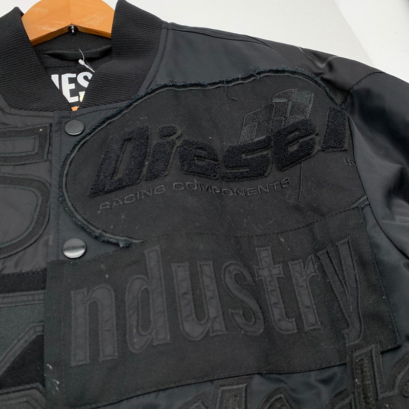 【中古品】【メンズ】 DIESEL J-BULC-PATCH ディーゼル ボンバージャケット 中綿ジャケット アウター ブルゾン ブランド 古着 141-260614-gm-30-fuz サイズ：L カラー：ブラック 万代Net店