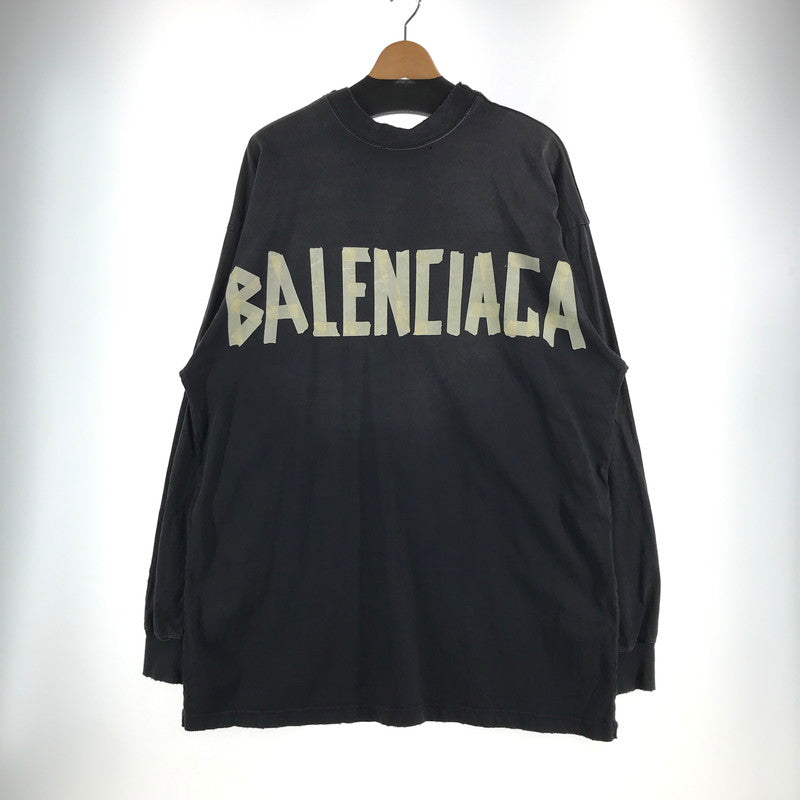 【中古品】【メンズ】 BALENCIAGA バレンシアガ 791613 TQVQ6 TAPE TYPE LS TEE 24SS ロング Tシャツ トップス 古着 141-260610-mh-04-fuzh サイズ：L カラー：ブラック 万代Net店