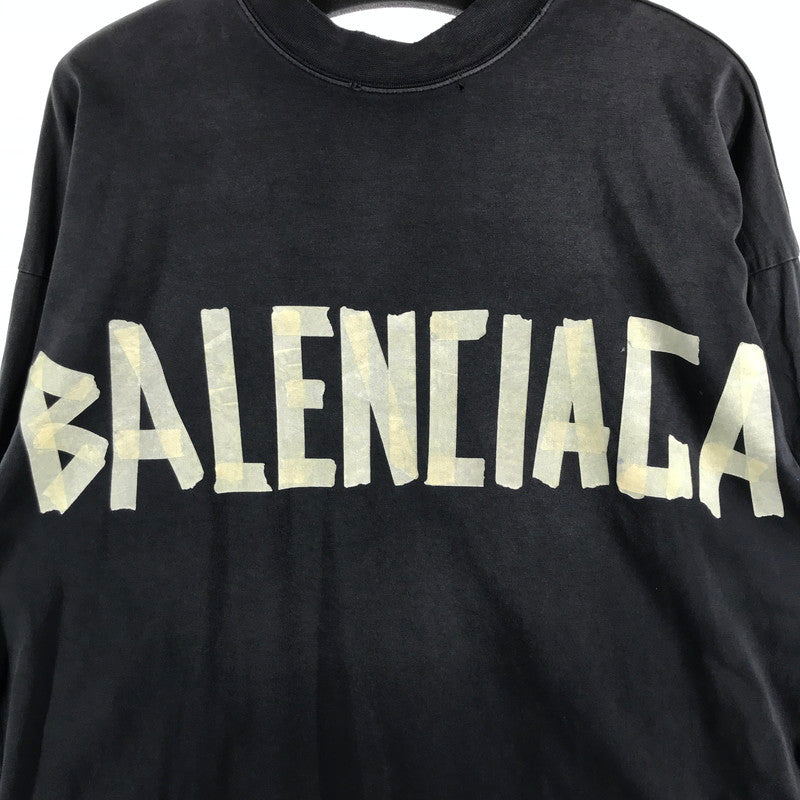 【中古品】【メンズ】 BALENCIAGA バレンシアガ 791613 TQVQ6 TAPE TYPE LS TEE 24SS ロング Tシャツ トップス 古着 141-260610-mh-04-fuzh サイズ：L カラー：ブラック 万代Net店