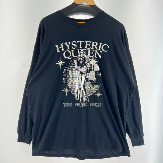 【中古美品】【レディース】 HYSTERIC GLAMOUR ヒステリックグラマー HYSTERIC QUEEN LS TEE ロンT 長袖 Tシャツ 170-260705-nm-06-fuzh サイズ：FREE カラー：ブラック/シルバー 万代Net店