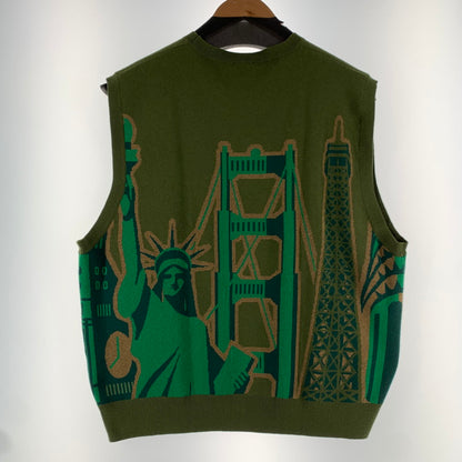【中古品】【メンズ】 HUF ハフ VEST ベスト カラーGREEN.ニット SIZE:M 142-260722-ky-15-fuzh 万代Net店