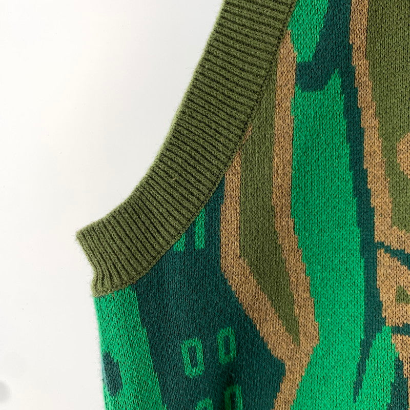 【中古品】【メンズ】 HUF ハフ VEST ベスト カラーGREEN.ニット SIZE:M 142-260722-ky-15-fuzh 万代Net店