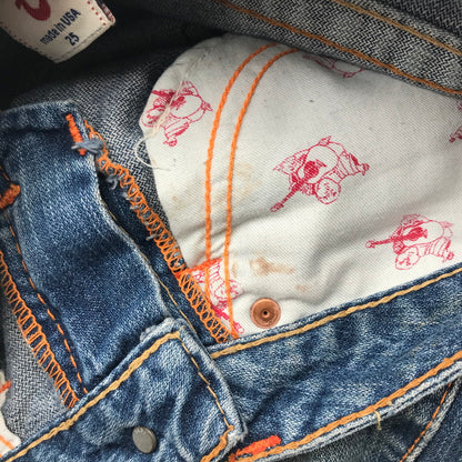 【中古品】【レディース】 TRUE RELIGION トゥルーレリジョン デニムパンツ BLUE.フレア SIZE:25 ジーンズ ジーパン 汚れあり 152-260613-io-29-fuzh 万代Net店