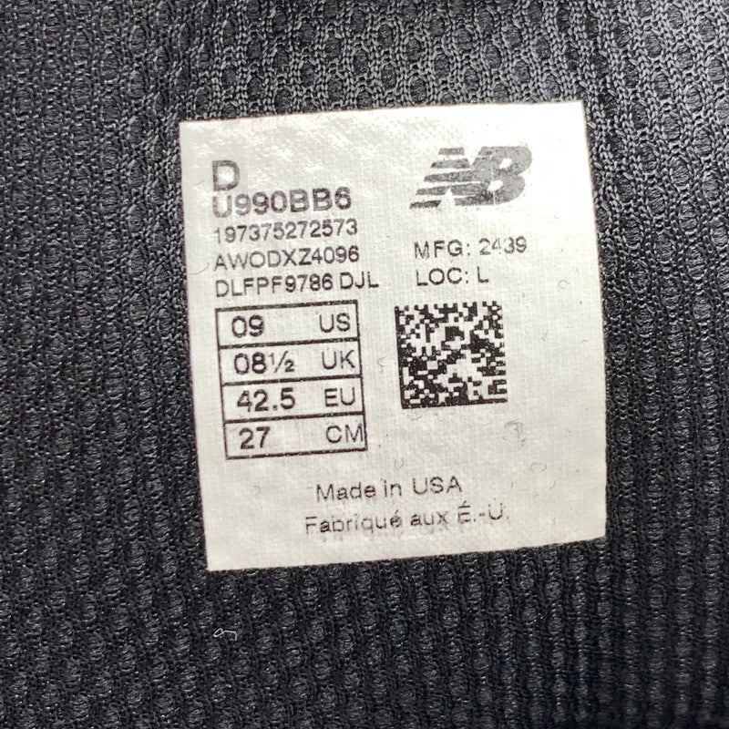 【中古美品】【メンズ】 NEW BALANCE 990V6 U990BB6 TRIPLE BLACK ニューバランス 990V6 トリプルブラック スニーカー シューズ 靴 162-260614-gm-10-fuz サイズ：27cm カラー：ブラック 万代Net店