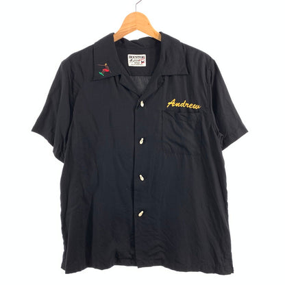 【中古品】【メンズ】 HOUSTON ヒューストン 半袖 ボーリングシャツ トップス ブランド 古着 145-260614-gm-01-fuz サイズ：M カラー：ブラック 万代Net店